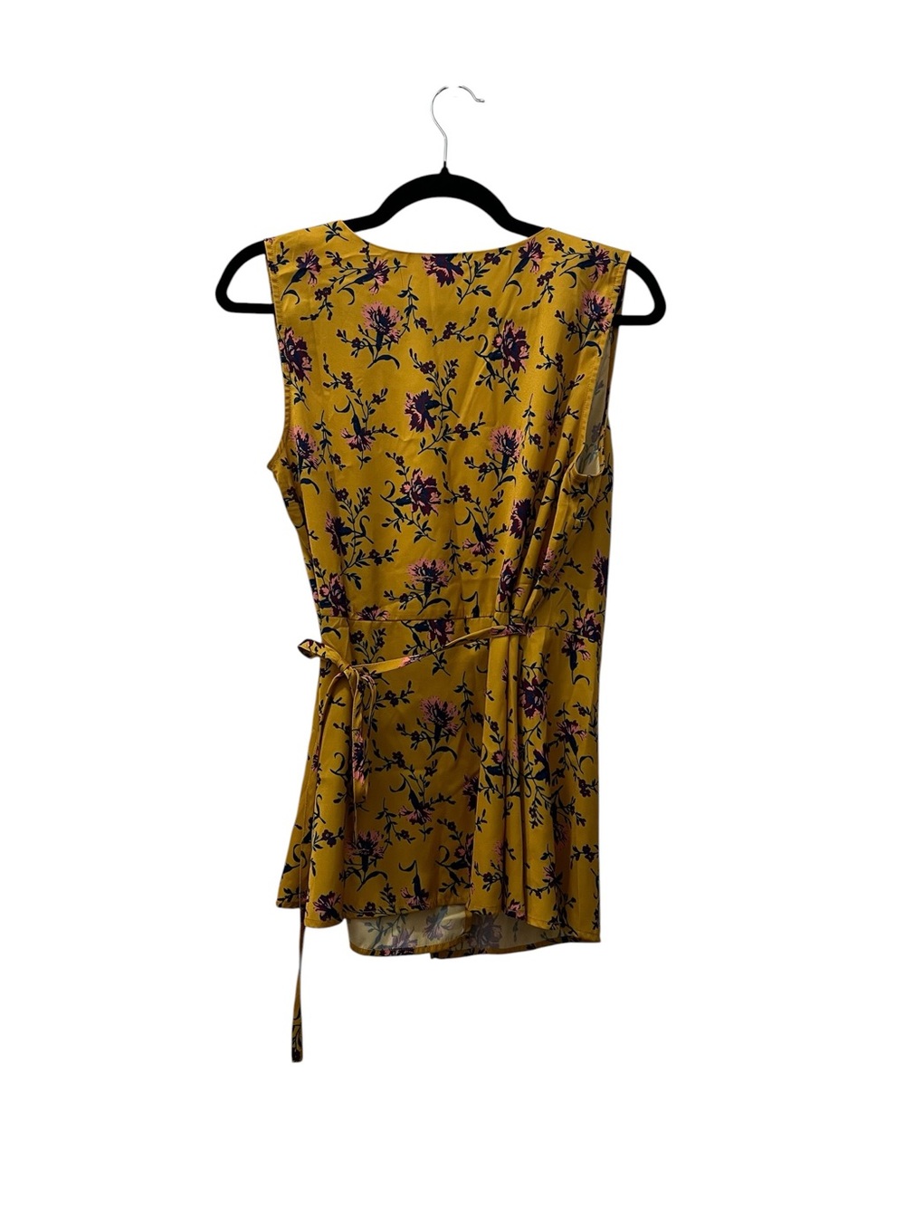 Modcloth Yellow Floral Wrap Tie-Waist Blouson Top